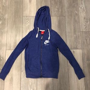 blue Nike zip up hoodie